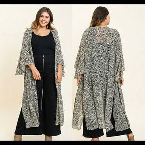 umgee sheer animal print kimono leopard
